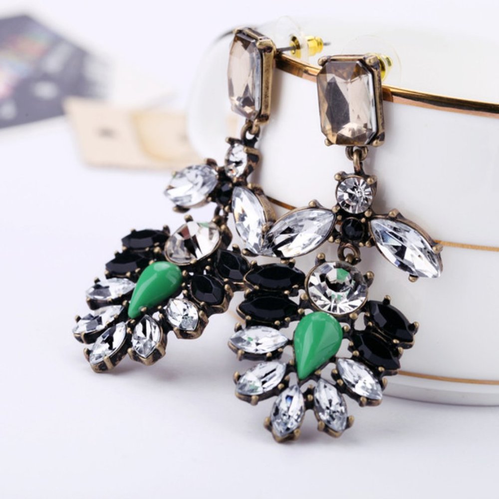 Large Multi Crystal Bold Stud Earrings - image 1